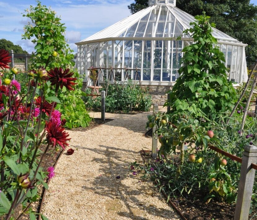 Bespoke freestanding hexagonal greenhouse in white