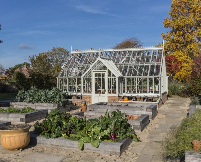 Autumnal Cliveden Greenhouse in a beautiful vegetable patch
