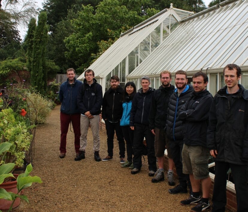 Kew Students outside Broughton Grange Greenhouse