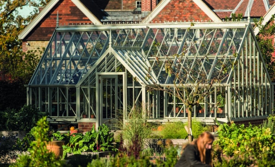 Large victorian greenhouse with vents