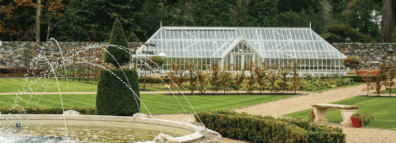 large bespoke greenhouse in walled garden
