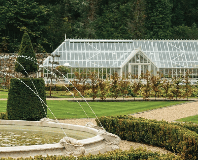 large bespoke greenhouse in walled garden