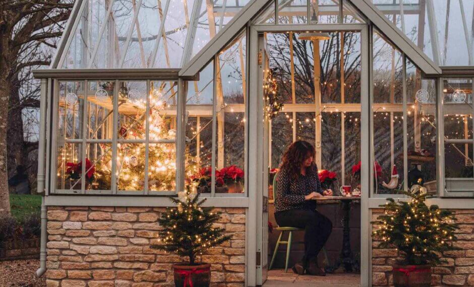 greenhouse at christmas time