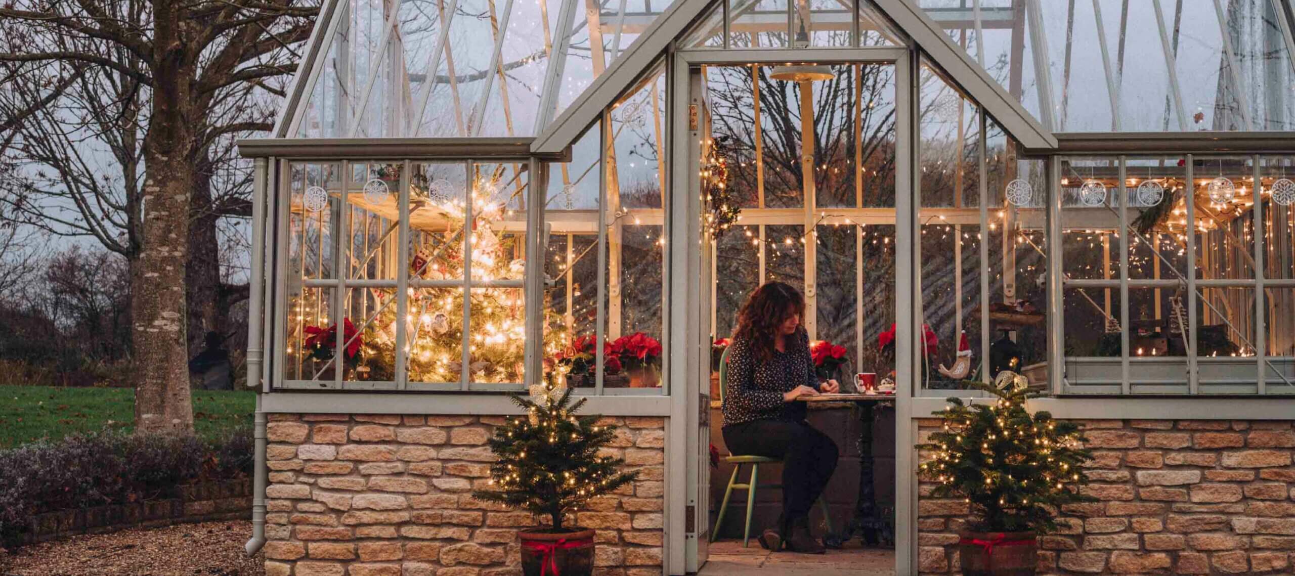 greenhouse at christmas time