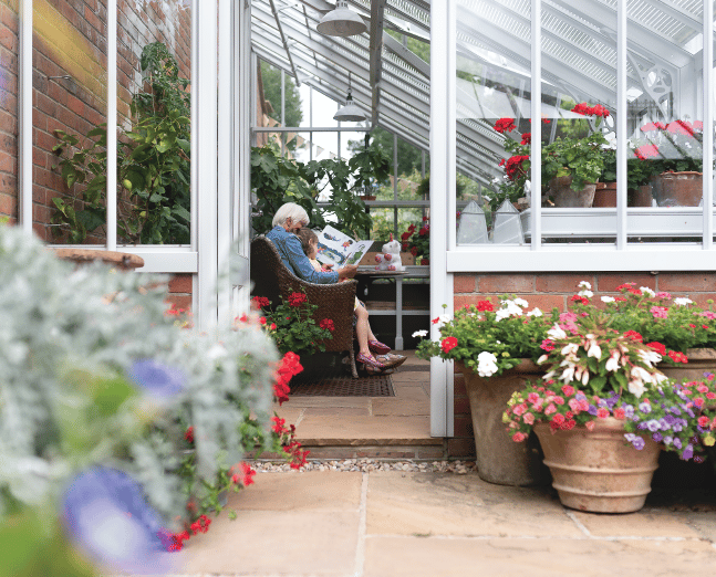 Reading in the greenhouse