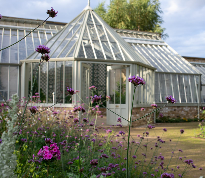 walled garden with greenhouse kitchen garden