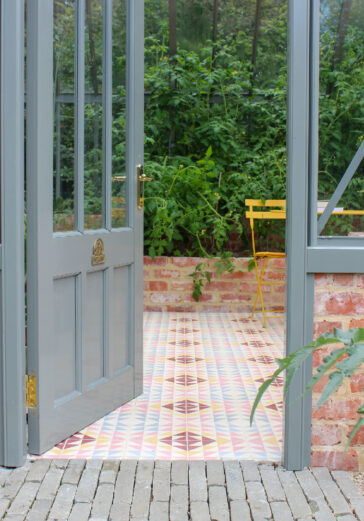 Tiled greenhouse floor