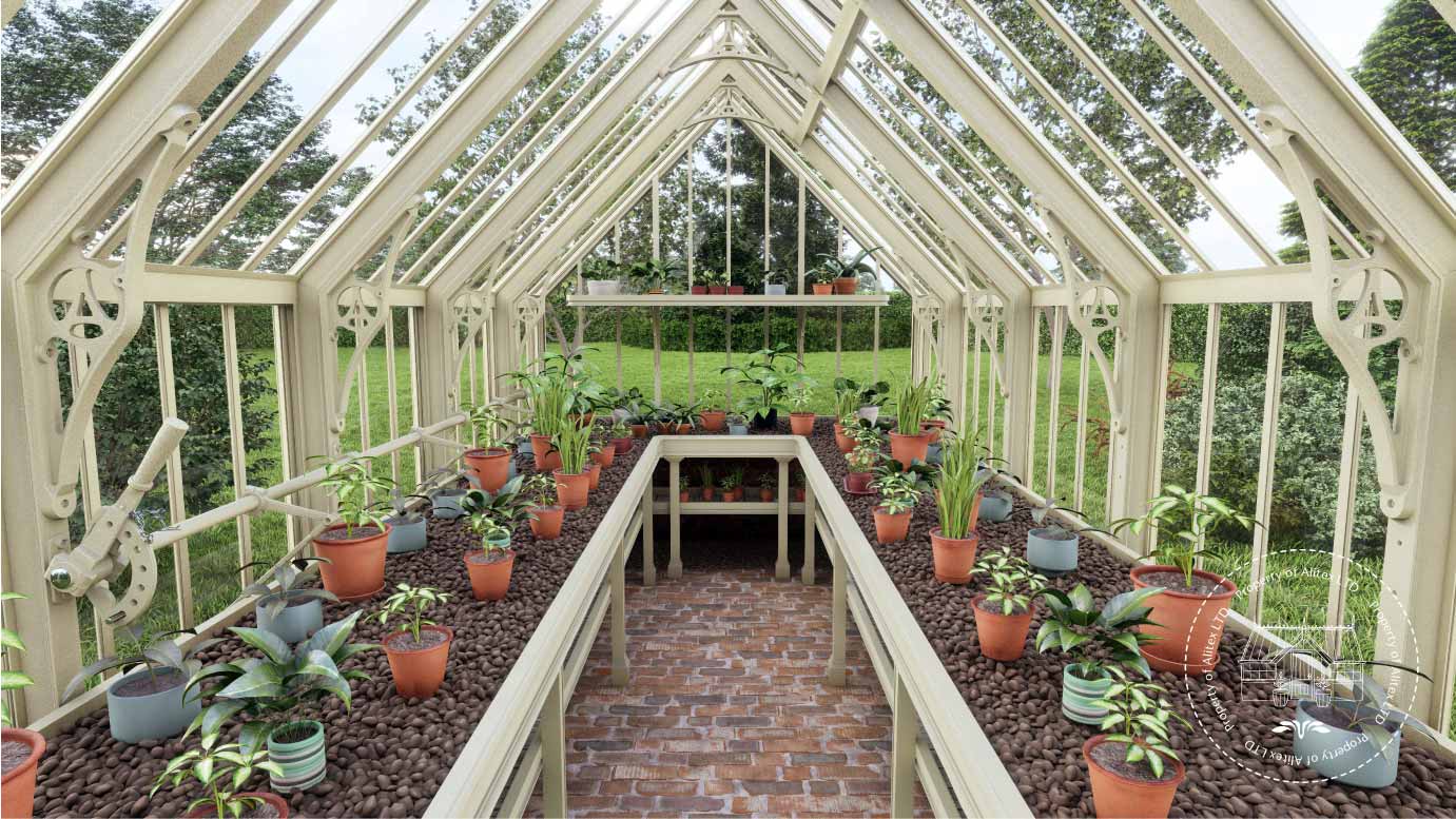 Stourhead Alitex Greenhouse Plantsman internal layout