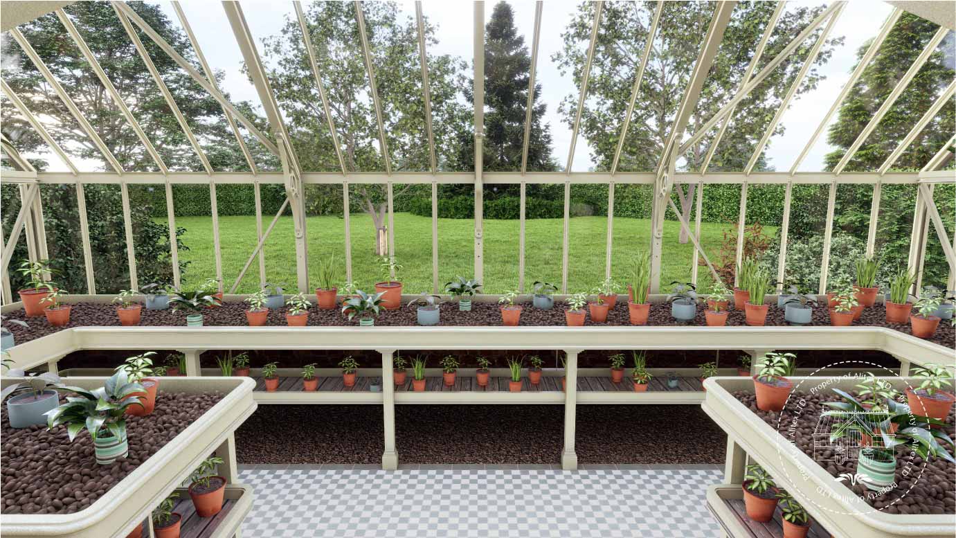 Wimpole Alitex Greenhouse Plantsman internal layout