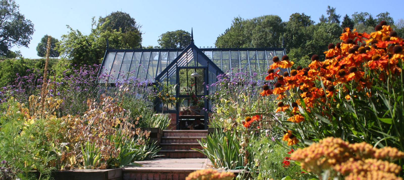 Alitex greenhouse at Netherwood estate in bespoke blue