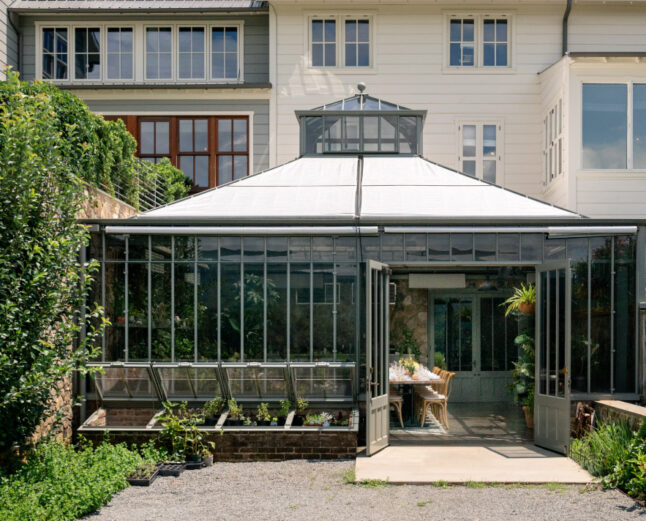 Outside of Alitex greenhouse attached to building