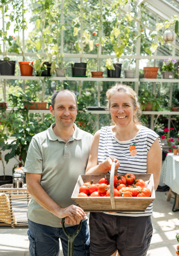 Sophie Myatt in her Alitex greenhouse at Jersey B&B